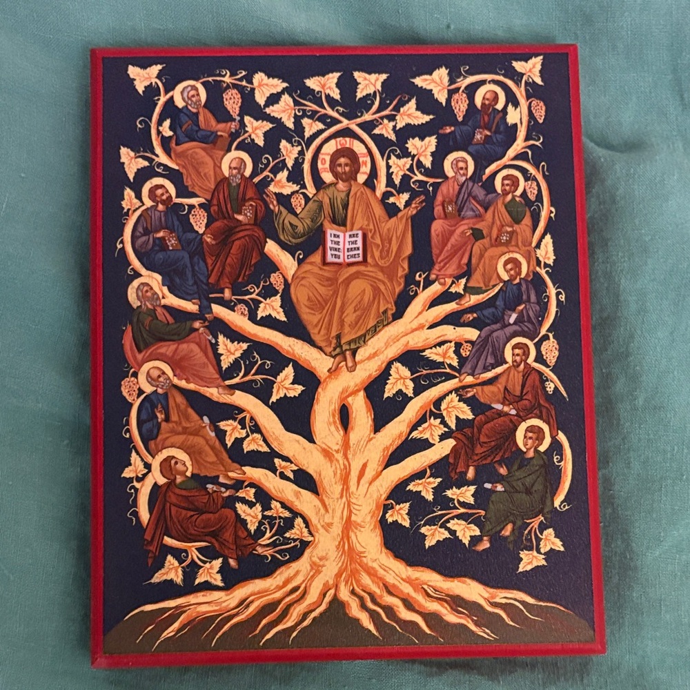 Orthodox Icon Wall Art with Gold and Blue Accents